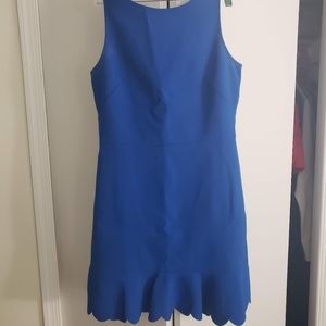 J Crew Blue Flutter Flounce Sheath Dress